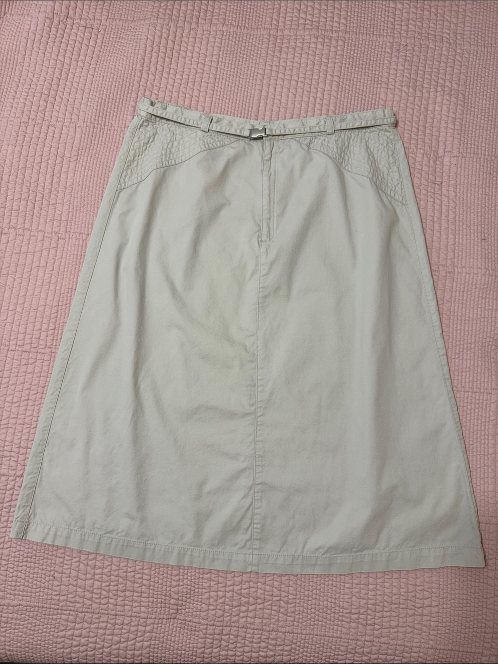 Vintage Y2K White‎ Stag NWT Cotton Midi Skirt Belted Sz 12
